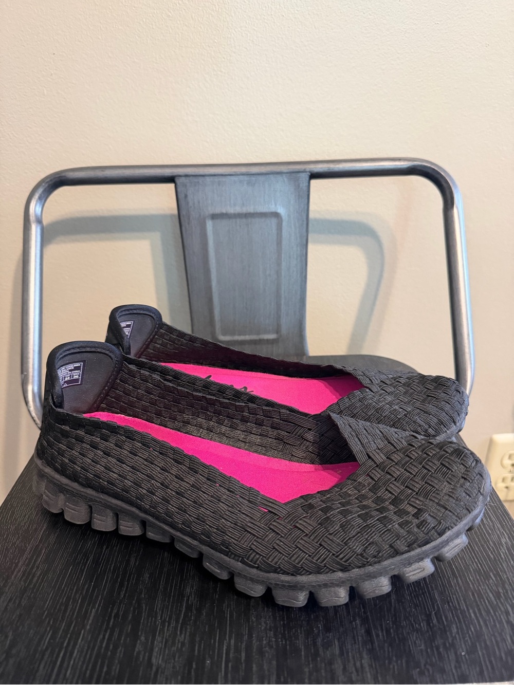 Skechers EZ Flex 2 Black Woven Memory Foam Flats 7